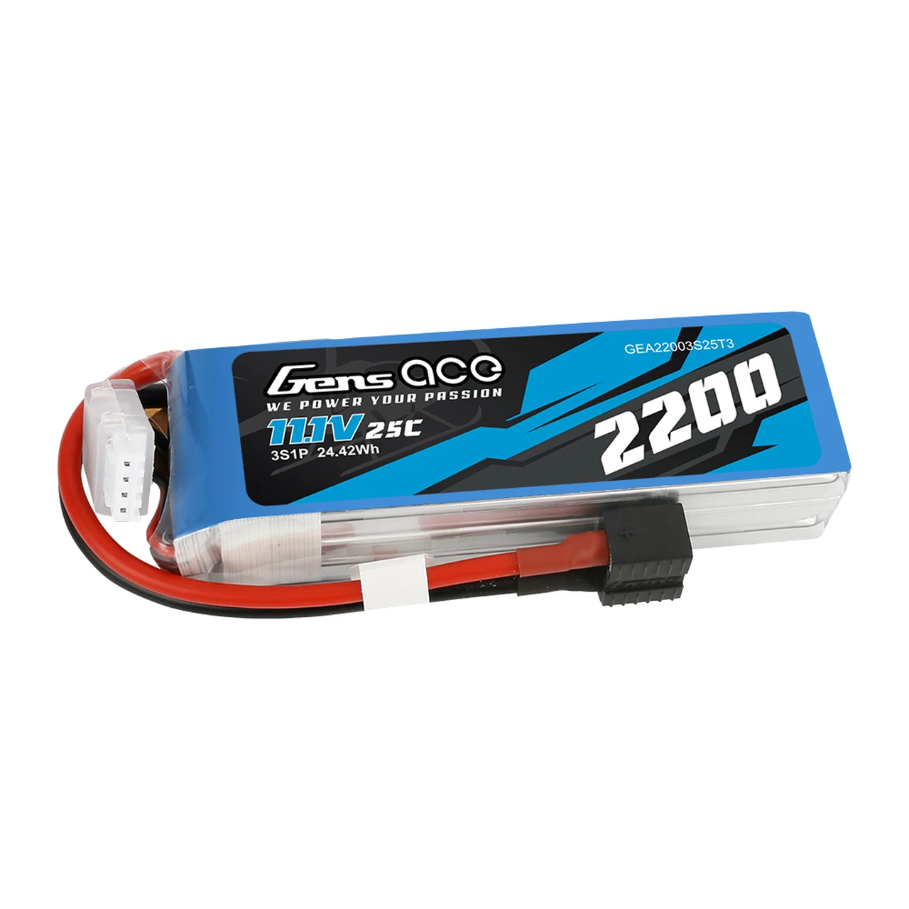 Gens Ace 2200mAh 11.1V 3S1P 25C Lipo Battery Pack With EC3, Deans And XT60 Adapter 4 Gens Ace 2200mAh 11.1V 3S1P 25C Lipo Battery Pack With EC3, Deans And XT60 Adapter - Image 2