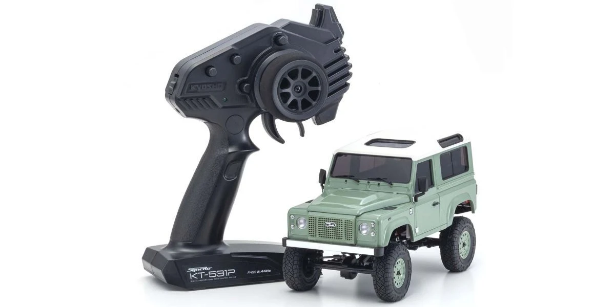 Kyosho 32527GR MINI-Z 4×4 Series Ready Set Land Rover Defender 90 Heritage Grasmere Green / Alaska White 3 Kyosho 32527GR MINI-Z 4×4 Series Ready Set Land Rover Defender 90 Heritage Grasmere Green / Alaska White