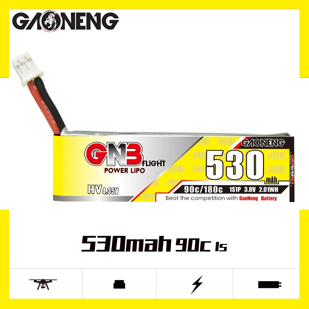 GNB 1S 530MAH HV 3.8V 90C PH2.0 LIPO BATTERY FOR TINYHAWK 3 GNB 1S 530MAH HV 3.8V 90C PH2.0 LIPO BATTERY FOR TINYHAWK