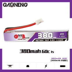 GNB LiHV 1S 3.8V 380mAh 60C PH2.0 Cabled LiPo Battery