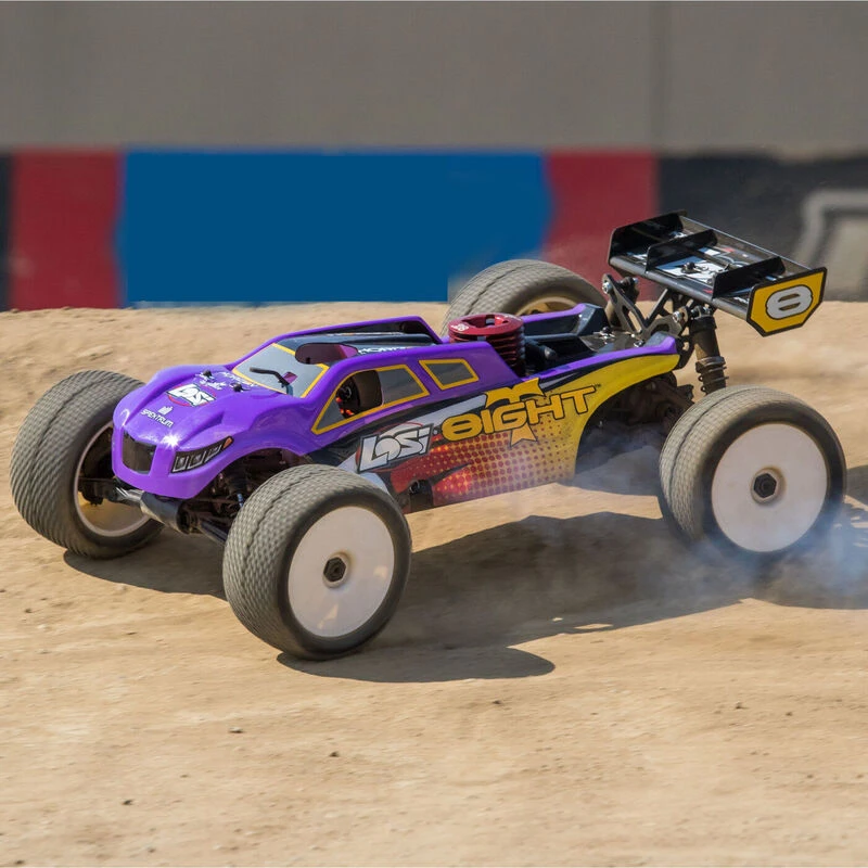 Losi 1/8 8IGHT-T 4WD Truggy Nitro RTR, Purple/Yellow 9 Losi 1/8 8IGHT-T 4WD Truggy Nitro RTR, Purple/Yellow - Image 7