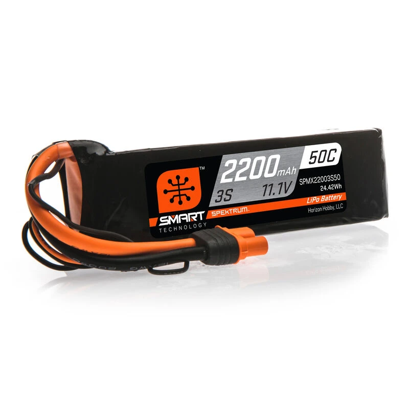 Spektrum 11.1V 2200mAh 3S 50C Smart LiPo Battery: IC3 3 Spektrum 11.1V 2200mAh 3S 50C Smart LiPo Battery: IC3
