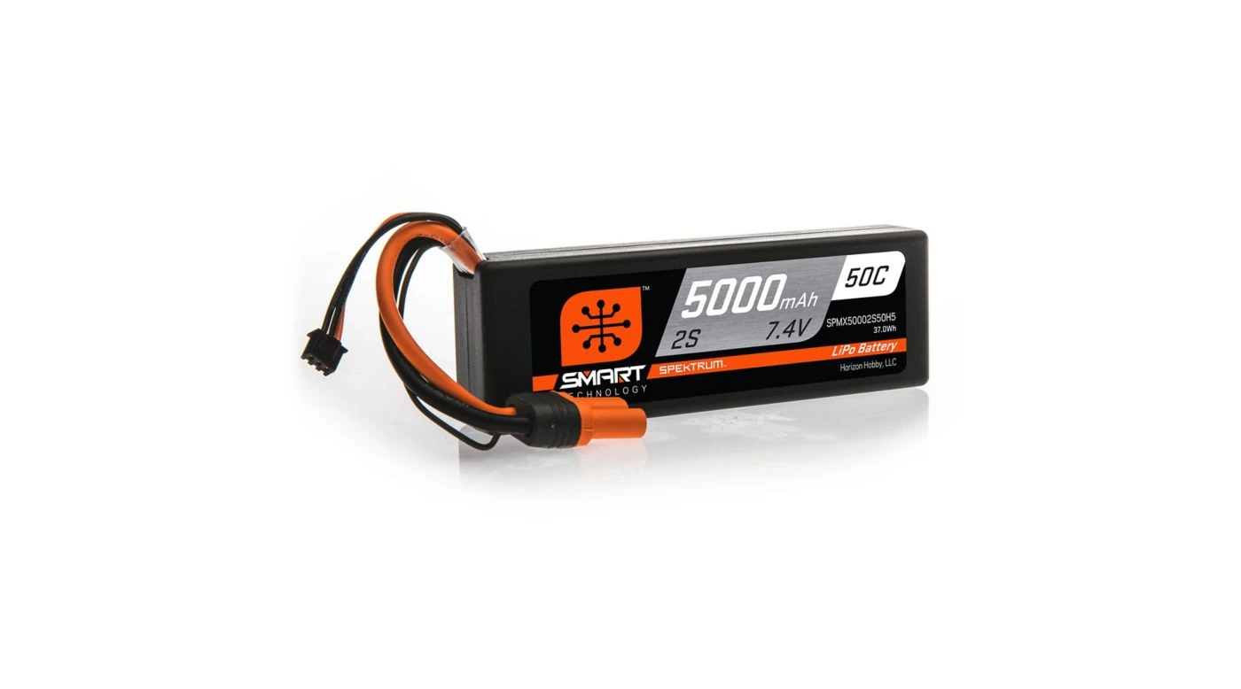 Spektrum 7.4V 5000mAh 2S 50C Smart Hardcase LiPo Battery: IC5 3 Spektrum 7.4V 5000mAh 2S 50C Smart Hardcase LiPo Battery: IC5