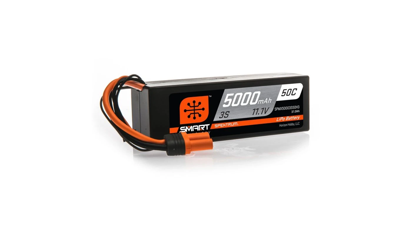 Spektrum 11.1V 5000mAh 3S 50C Smart Hardcase LiPo Battery: IC5 3 Spektrum 11.1V 5000mAh 3S 50C Smart Hardcase LiPo Battery: IC5