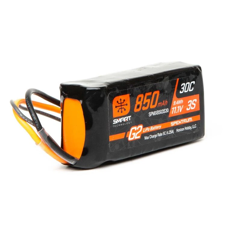 Spektrum 11.1V 850mAh 3S 30C Smart LiPo Battery G2: IC2 3 Spektrum 11.1V 850mAh 3S 30C Smart LiPo Battery G2: IC2