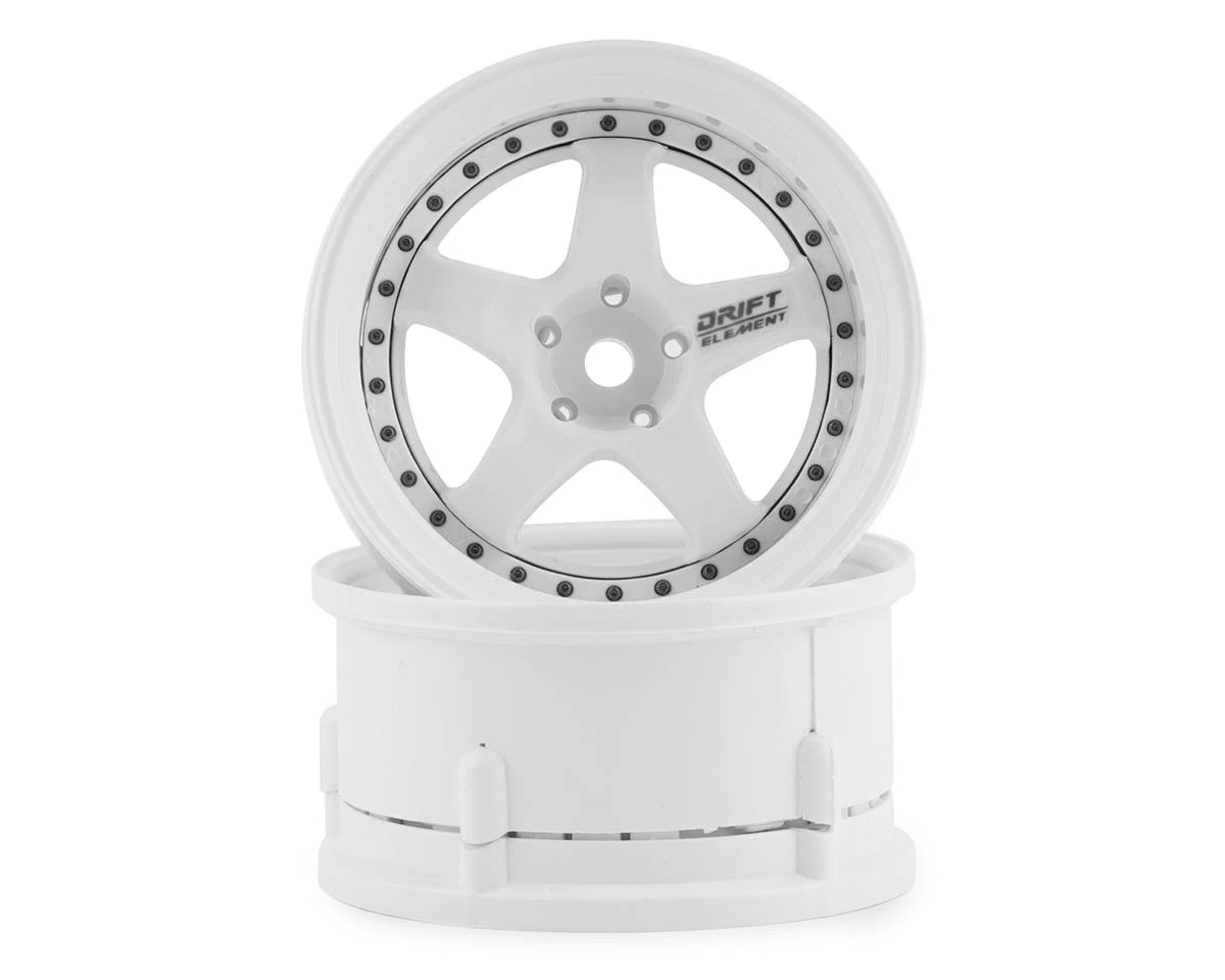 DS Racing Drift Element 5 Spoke Drift Wheels (Triple White W/Black Rivets) (2) (Adjustable Offset) W/12mm Hex 3 DS Racing Drift Element 5 Spoke Drift Wheels (Triple White W/Black Rivets) (2) (Adjustable Offset) W/12mm Hex