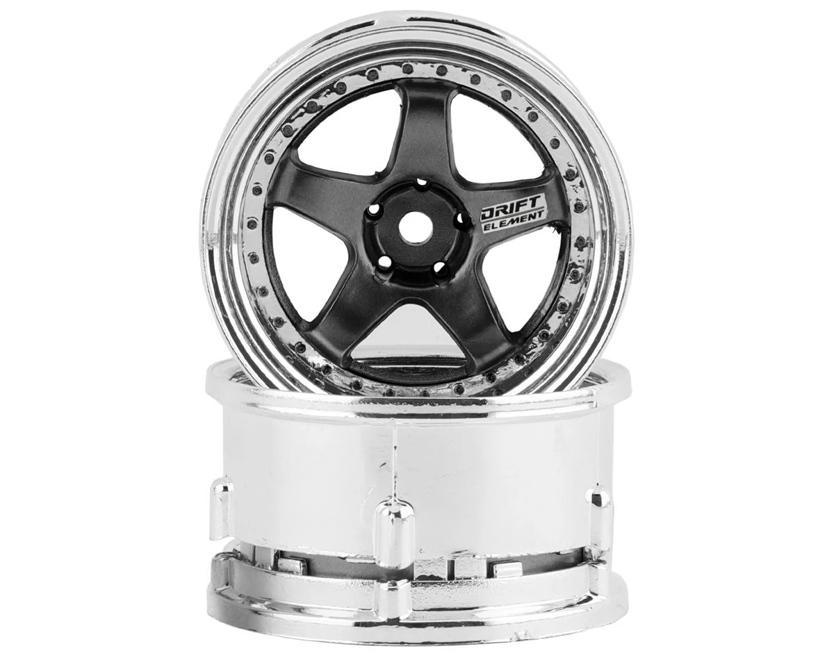 DS Racing Drift Element 5 Spoke Drift Wheels (Gunmetal W/Black Rivets) (2) (Adjustable Offset) W/12mm Hex 3 DS Racing Drift Element 5 Spoke Drift Wheels (Gunmetal W/Black Rivets) (2) (Adjustable Offset) W/12mm Hex