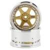 DS Racing Drift Element 6 Spoke Drift Wheels (Gold & Chrome W/Gold Rivets) (2) (Adjustable Offset) W/12mm Hex -Airplanes Store dsc de 218