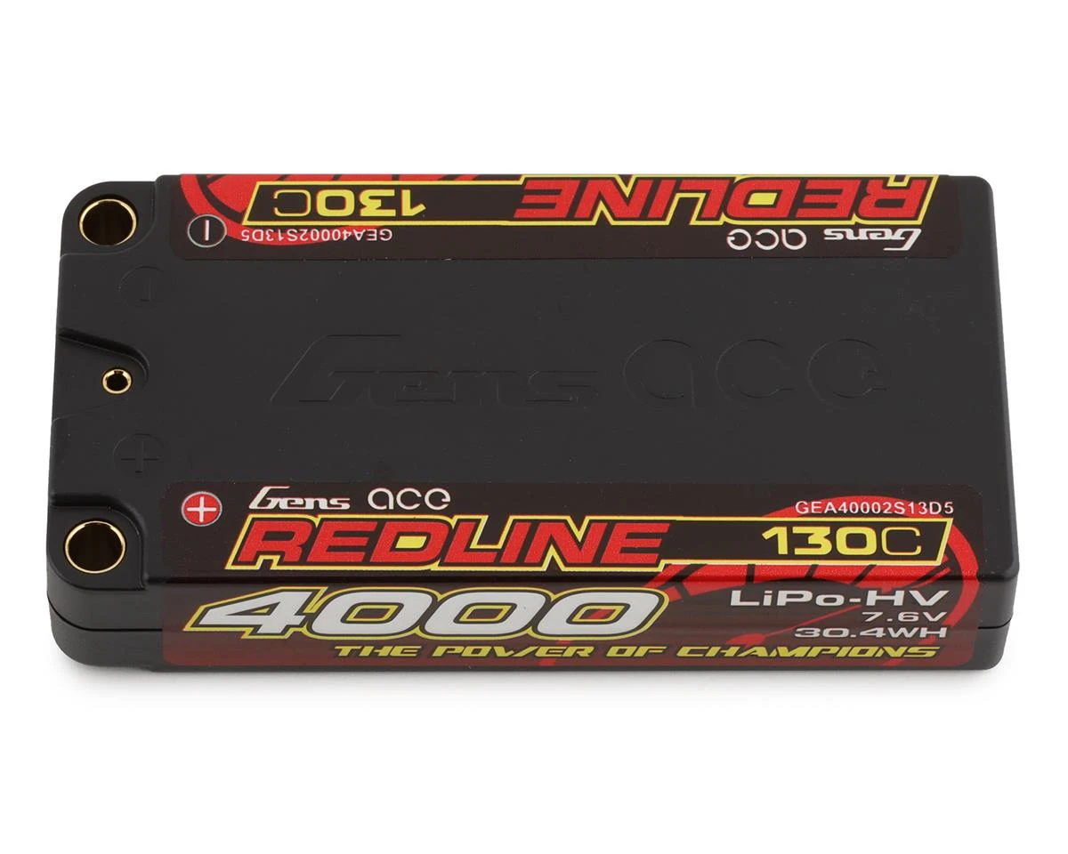 Gens Ace Redline 2S LiHV LiPo LCG Battery 130C (7.6V/4000mAh) W/5mm Bullets 3 Gens Ace Redline 2S LiHV LiPo LCG Battery 130C (7.6V/4000mAh) W/5mm Bullets