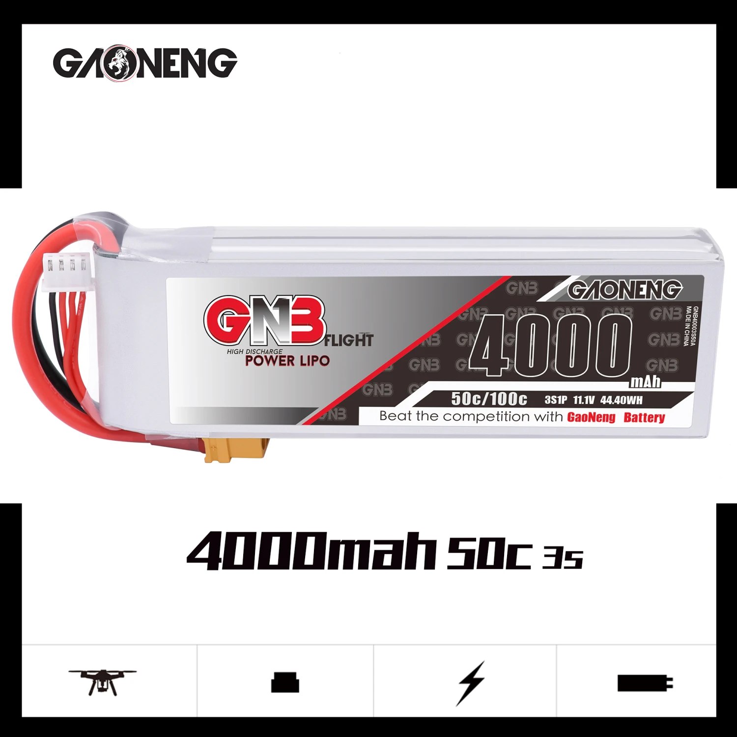 GNB 3S 4000MAH 50C LIPO BATTERY 3 GNB 3S 4000MAH 50C LIPO BATTERY