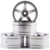 MST 5 Spoke Wheel Set (Flat Silver) (4) (5mm Offset) W/12mm Hex -Airplanes Store mxs 832004fs201